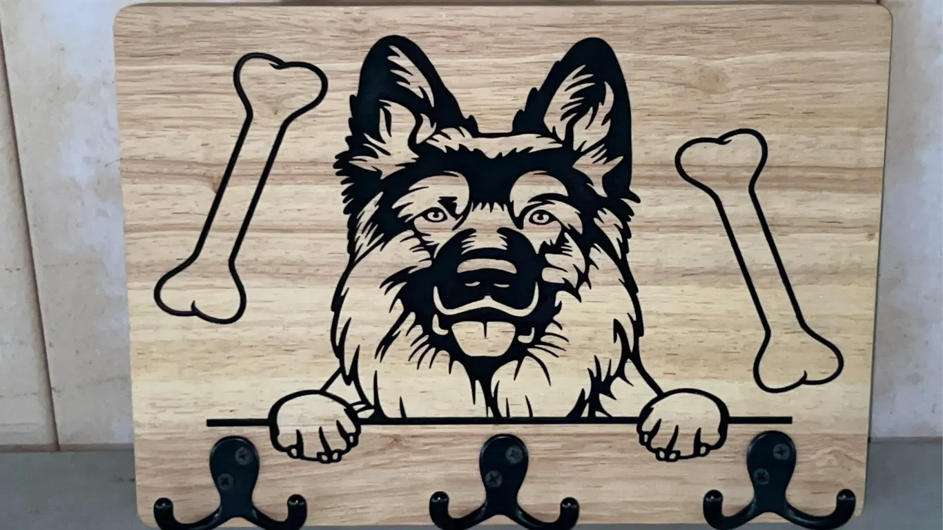 Wooden German Shepherd Wall Hanger 13.75"X9.75"X2"