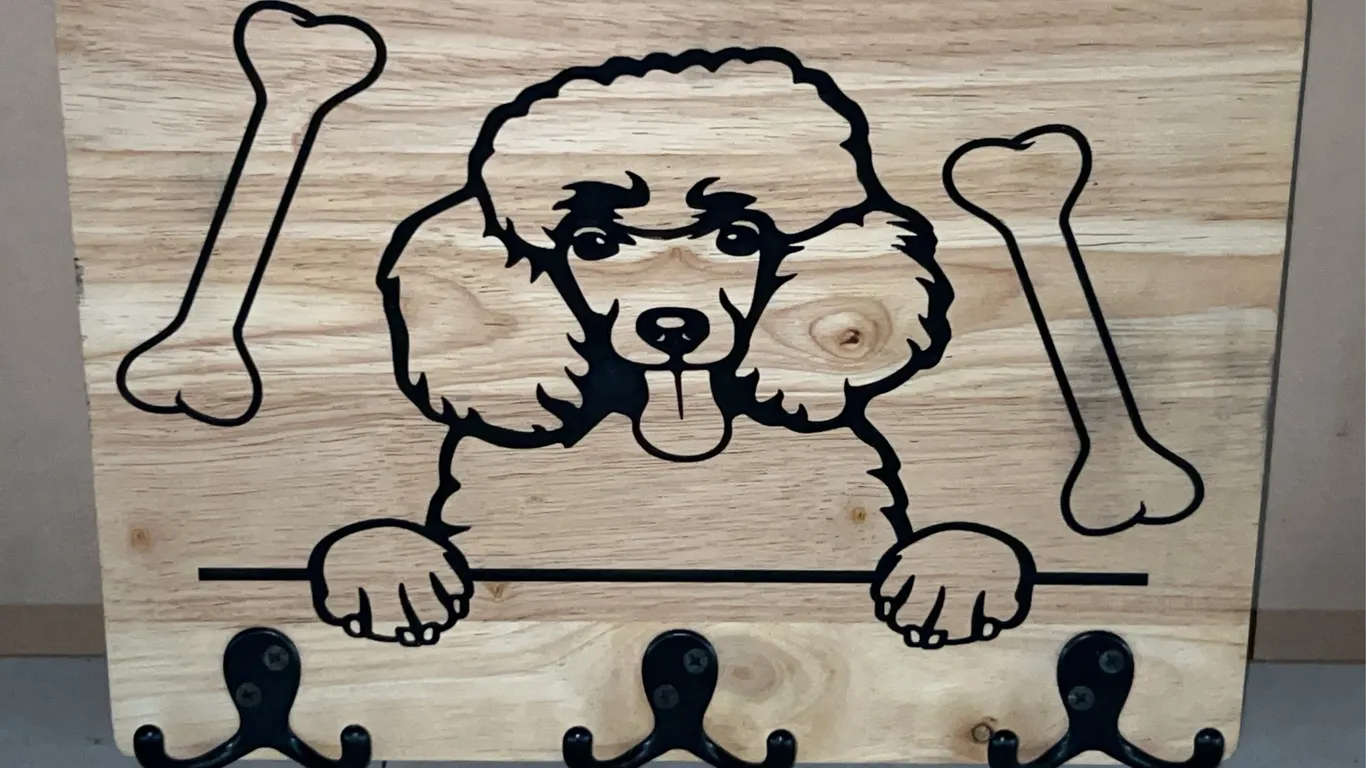 Wooden Poodle Wall Hanger 13.75"X9.75"X2"