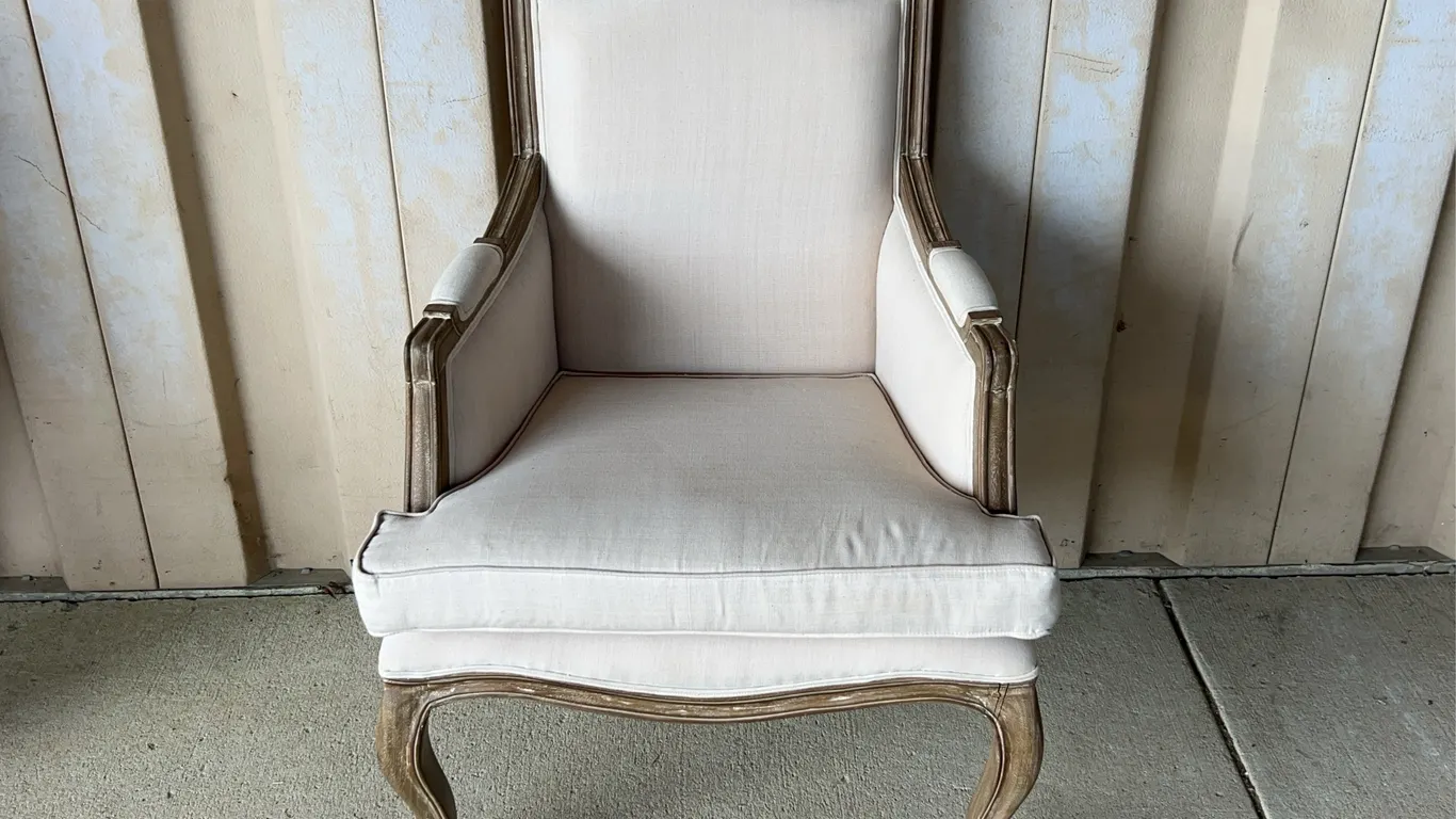 New French Country Style Armchair 26.5"X24"X37.5", Seat 18.5" High, Damage By Front Leg See Photos