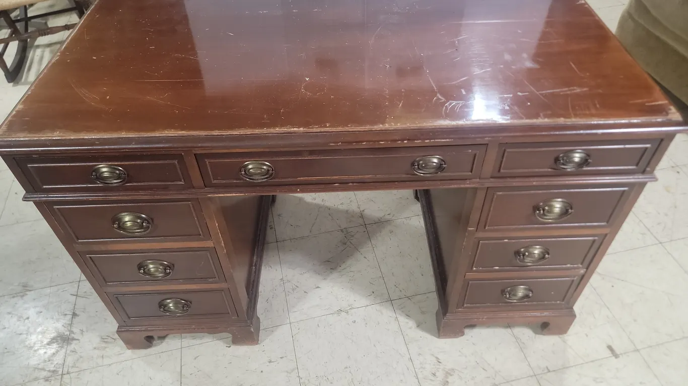 Vintage Solid Wood Desk 48"X24"X29.5" Some Finish Damage