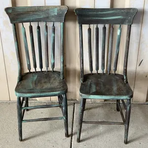 2 Vintage/Antique Spindle Back Chairs 16"X15.5"X38", Seat 18" High