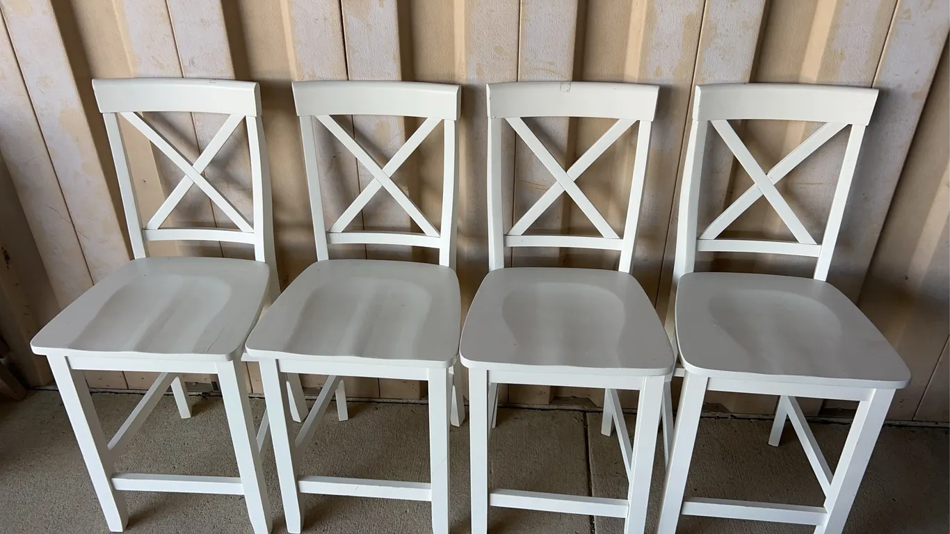 4 New Wood Dining Chairs 18"X19"X41", Seat 24" High