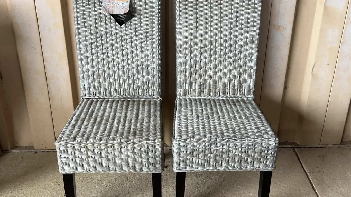 2 New Wicker Chairs, Wood Frame 18.5"X21"X40", Seat 17.5" High Safavieh