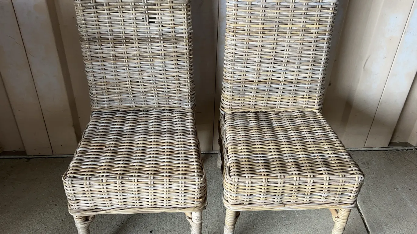 2 New Wicker Chairs, Wood Frame 18.5"X21"X38", Seat 18.5" High Safavieh