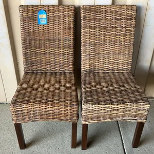 2 New Wicker Chairs, Wood Frame 18"X19"X38" Seat 18.5" High International Caravan