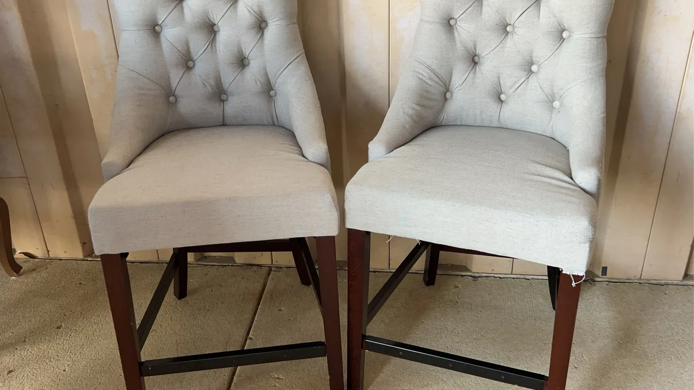 2 New Upholstered Stools 21.5"X23"X40.5", Seat 25.5" High Safavieh