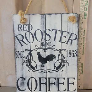 Red Rooster Coffee Wall Hanger 12"X16"