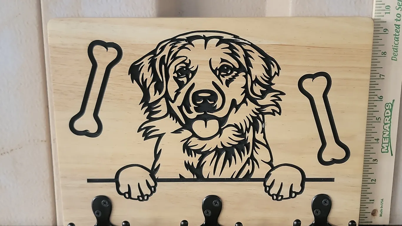 Wooden Golden Retriever Wall Hanger 13.75"X9.75"X2"