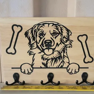 Wooden Golden Retriever Wall Hanger 13.75"X9.75"X2"