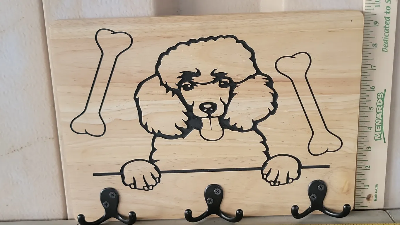 Wooden Poodle Wall Hanger 13.75"X9.75"X2"