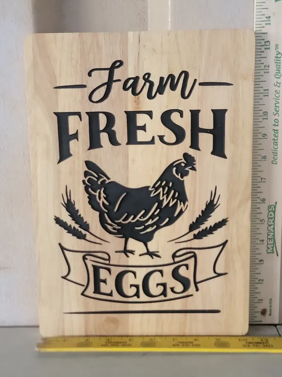 Farm Fresh Eggs/Chicken Wood Cutting Board 9.75"X13.75"X0.75"