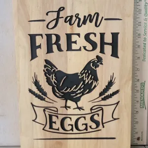 Farm Fresh Eggs/Chicken Wood Cutting Board 9.75"X13.75"X0.75"