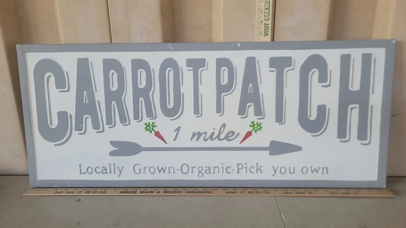 Carrot Patch 1 Mile Metal Sign 36"X14.5"