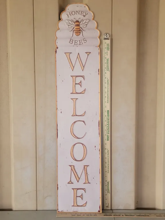 Honey Bees Welcome Metal Sign 9.25"X43.25"