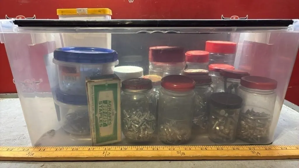 Small Tote Of Asst. Screws & Bolts.