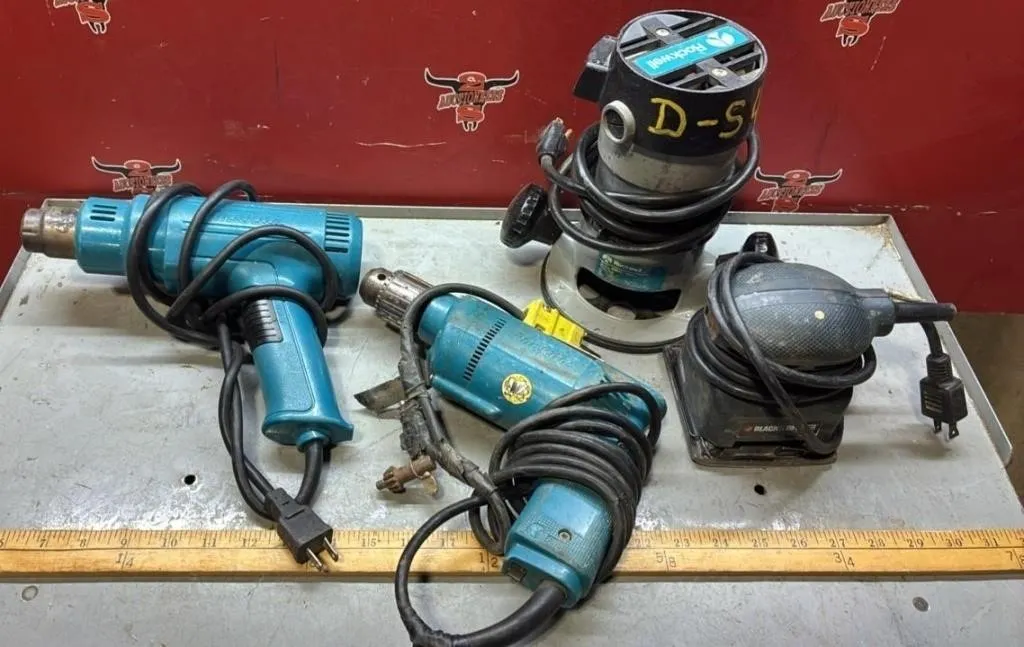 Palm Sander, Heat Gun, Drill & Router.