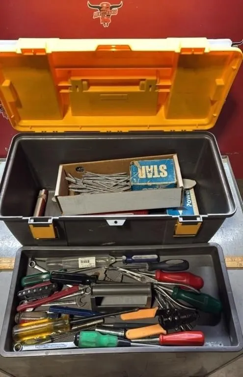 Plastic Toolbox & Contents.