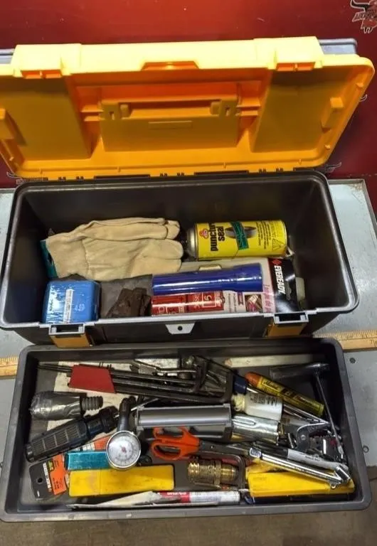 Plastic Toolbox & Contents.