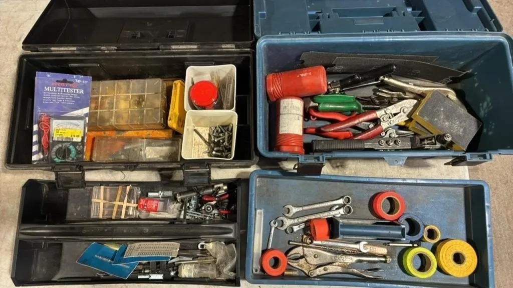2 Plastic Toolboxes w/Contents.