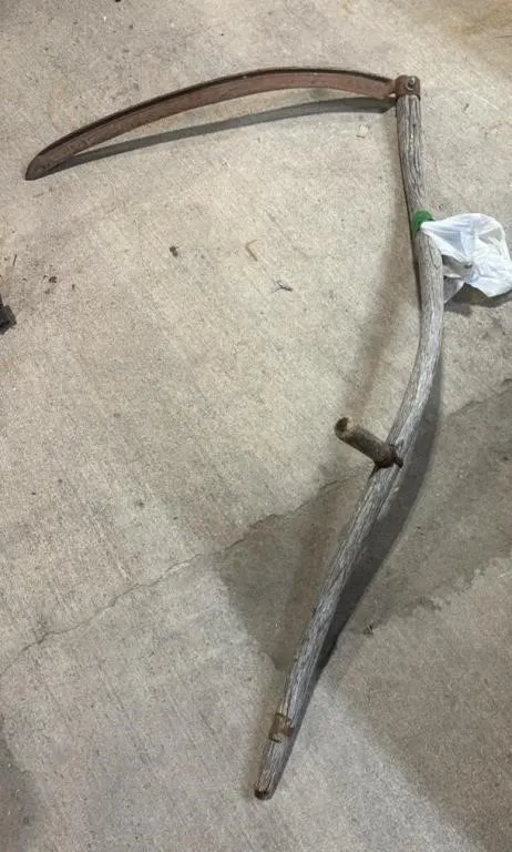Antique Wooden Handled Scythe.
