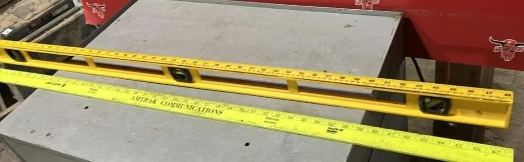 Plastic 48" Level w/Measuring Tape on the Side.