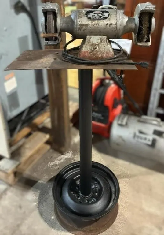 6� Grinder on Homemade Stand.