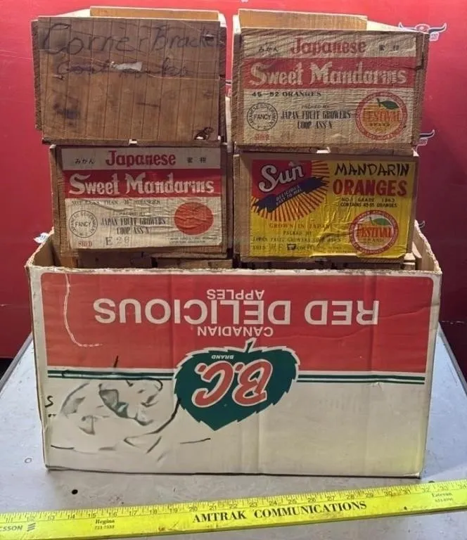 8 Small Vintage Wooden Fruit Crates.