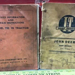 2 Old Shop Manuals. John Deere & Allis Chalmers.