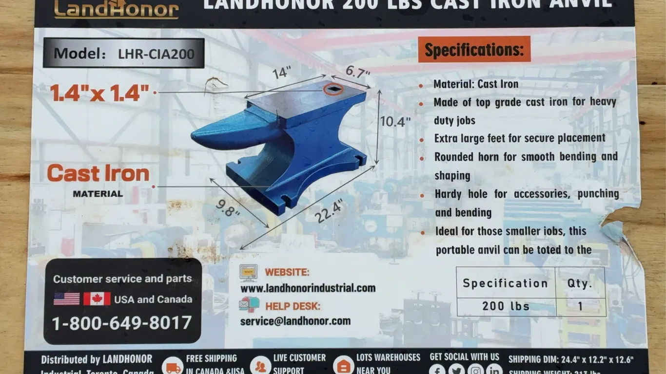 Landhonor 200 LBS Cast Iron Anvil Unused