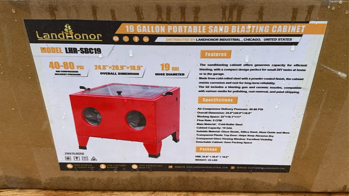 Landhonor 19 Gal Portable Sand Blasting Cabinet Unused