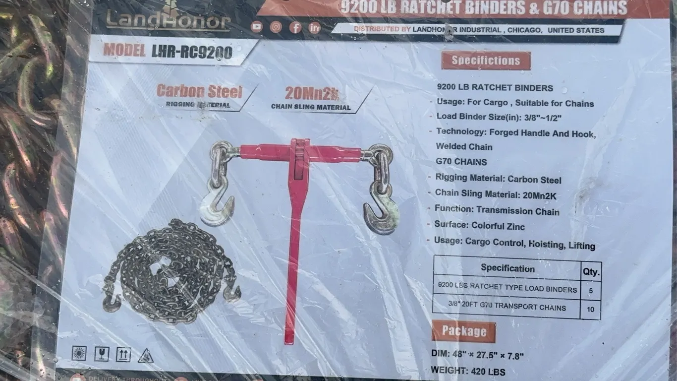 Landhonor 9200 LBS Ratchet Binders and Chains Unused