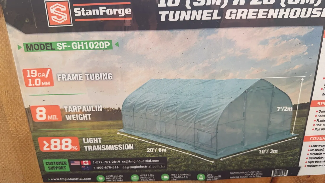 StanForge 10x20 FT. Peak Roof Tunnel Greenhouse Grow Tent Unused