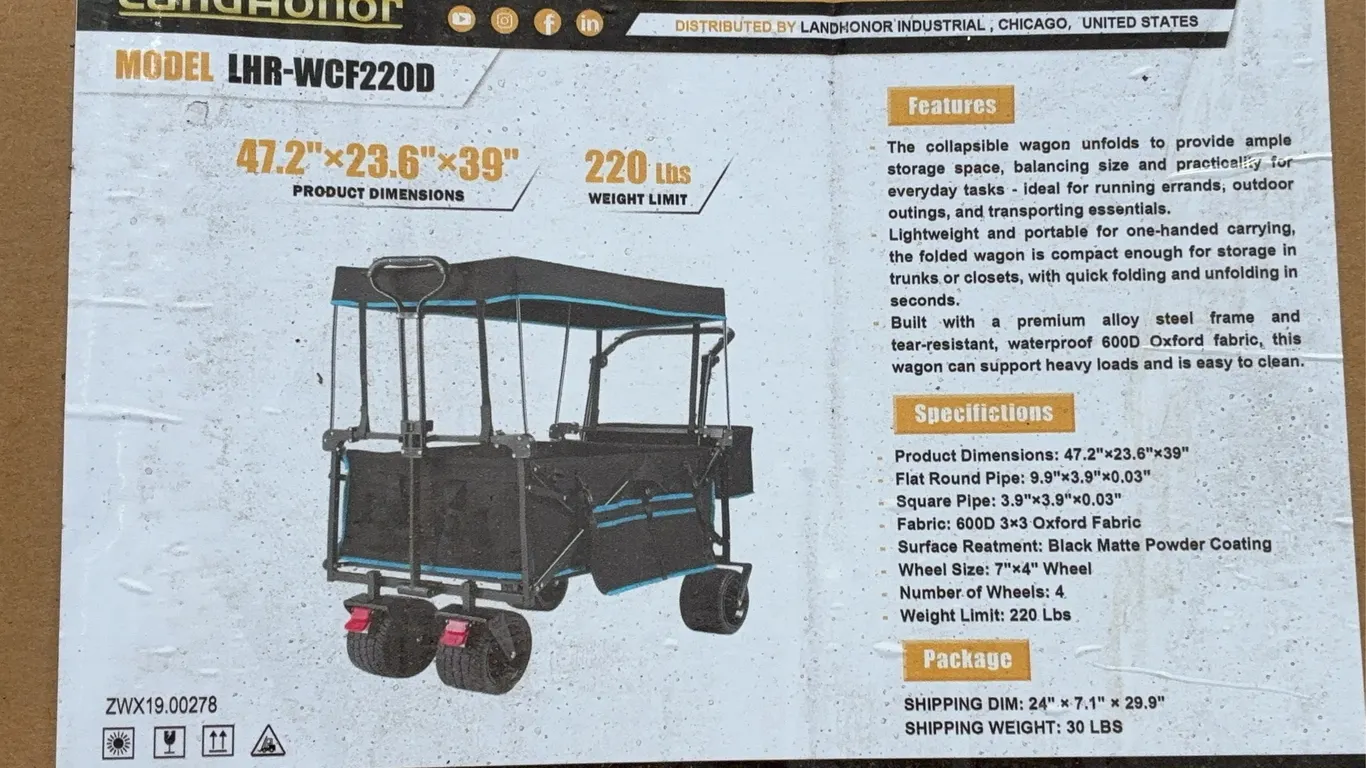 Landhonor 22LB Foldable Wagon Cart Unused