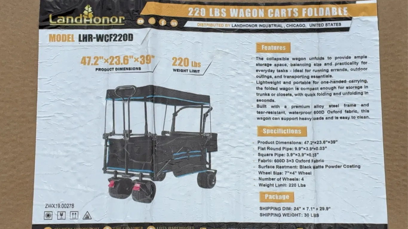 Landhonor 22LB Foldable Wagon Cart Unused