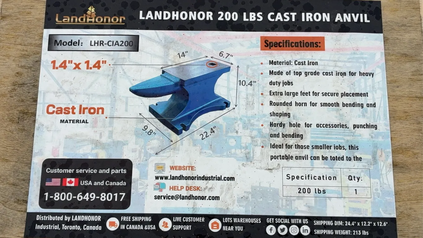 Landhonor 200 LBS Cast Iron Anvil Unused