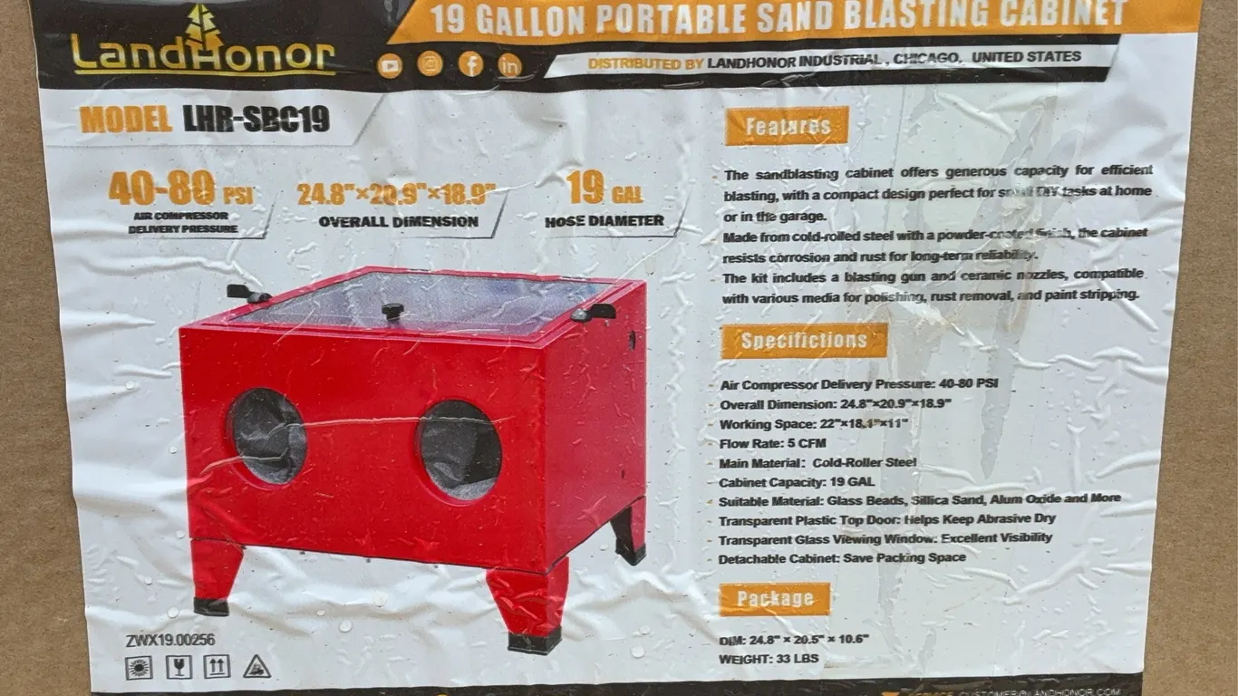 Landhonor 19 Gal Portable Sand Blasting Cabinet Unused