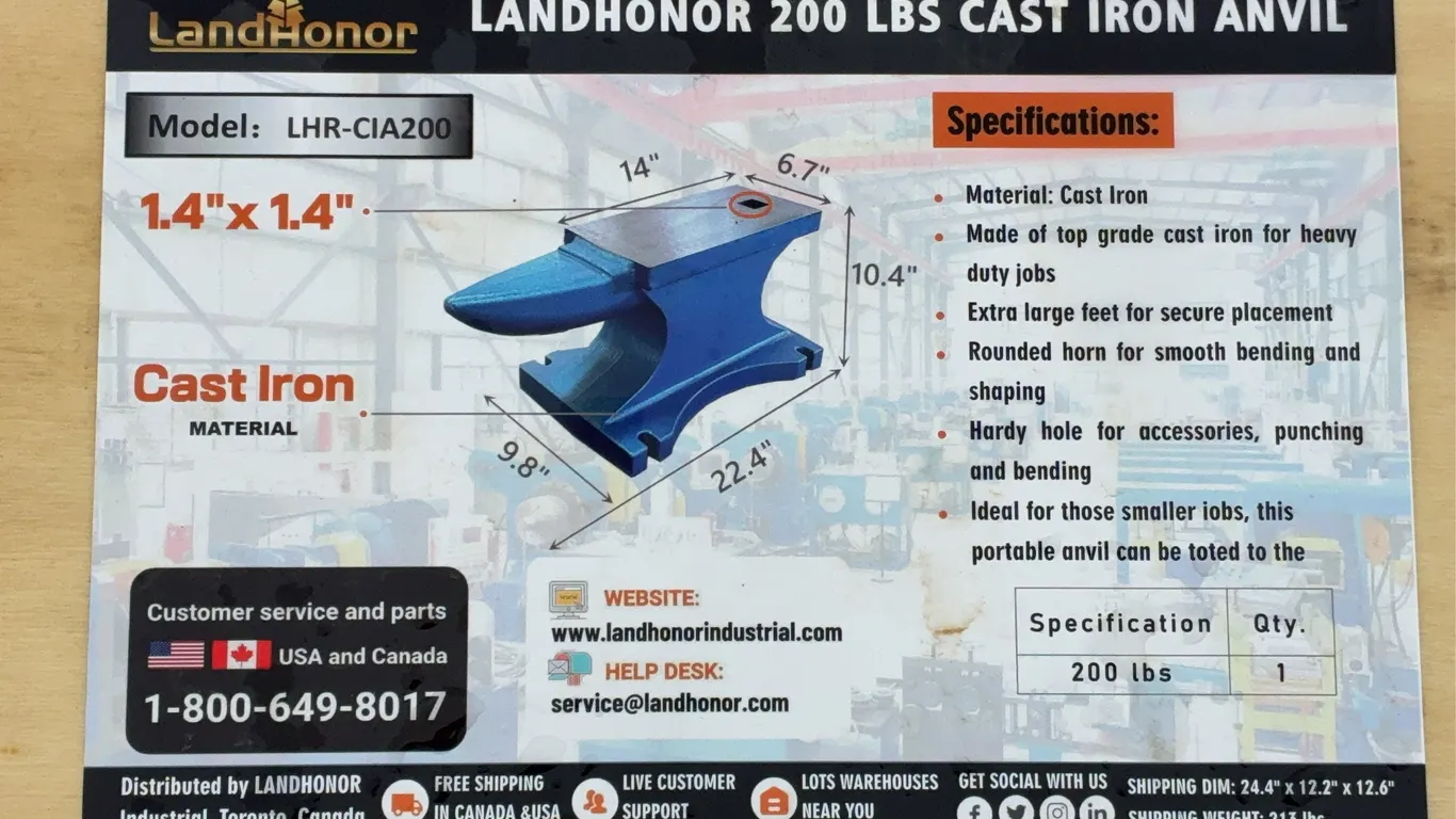 Landhonor 200 LBS Cast Iron Anvil Unused