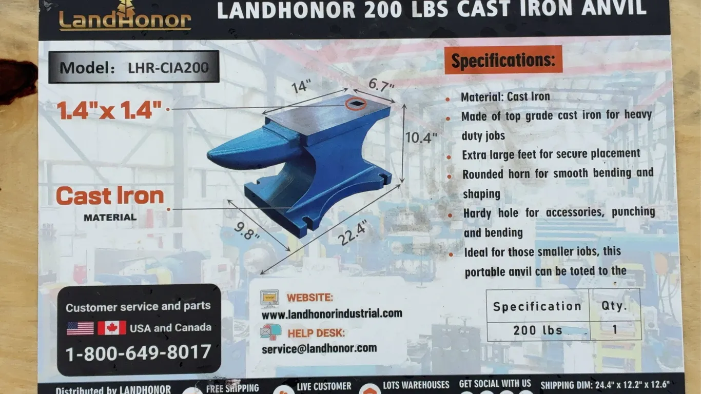 Landhonor 200 LBS Cast Iron Anvil Unused