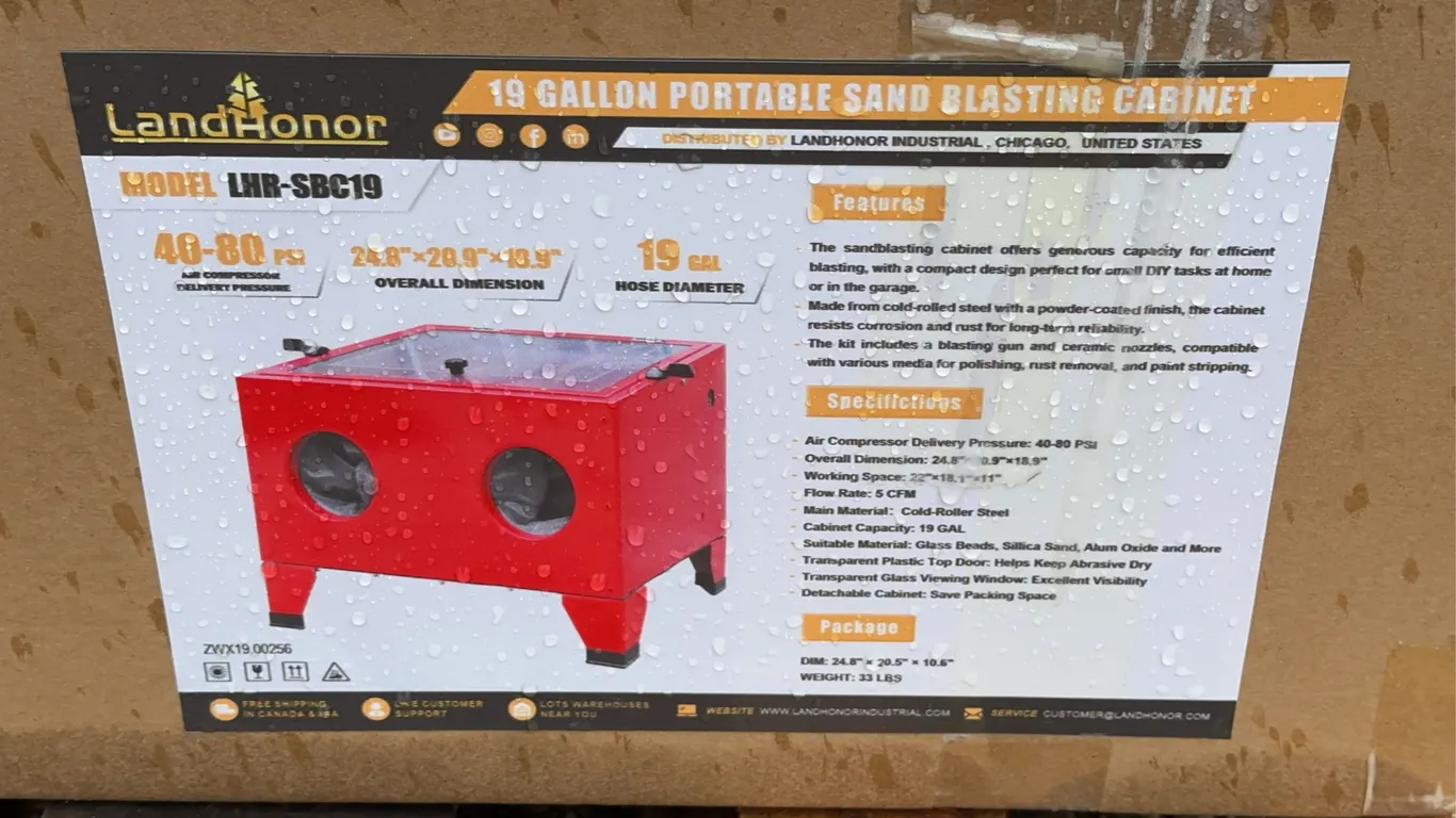 LandHonor 19 Gal Portable Sandblasting Cabinet Unused