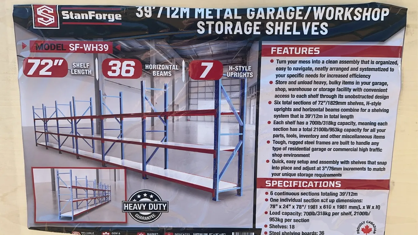 TMG 39 FT. Metal Storage Shelves Unused