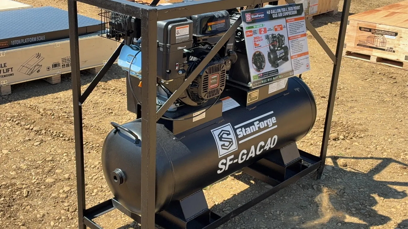 40 Gal TMG Gas Air Compressor W/ Skid Mount Unused