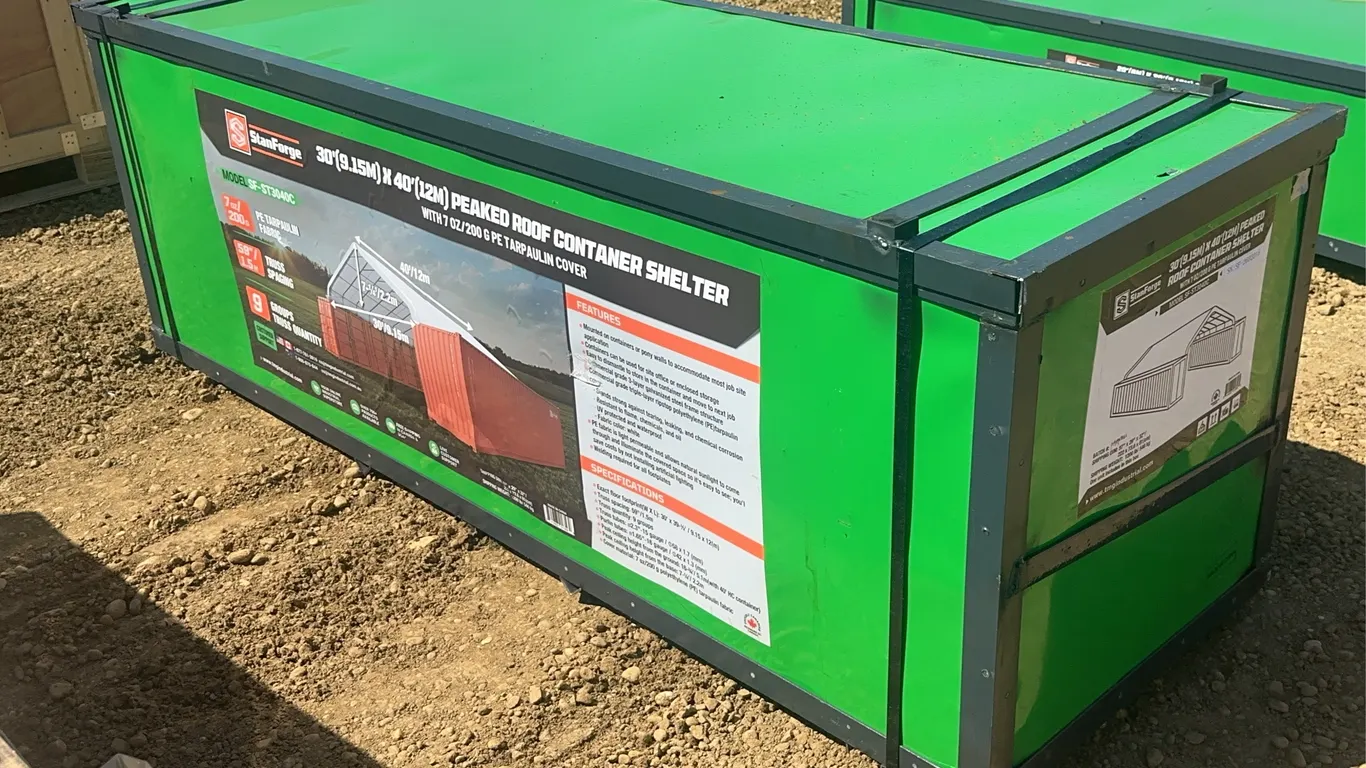 TMG 30 x 40 Ft. Peaked Roof Container Shelter Unused