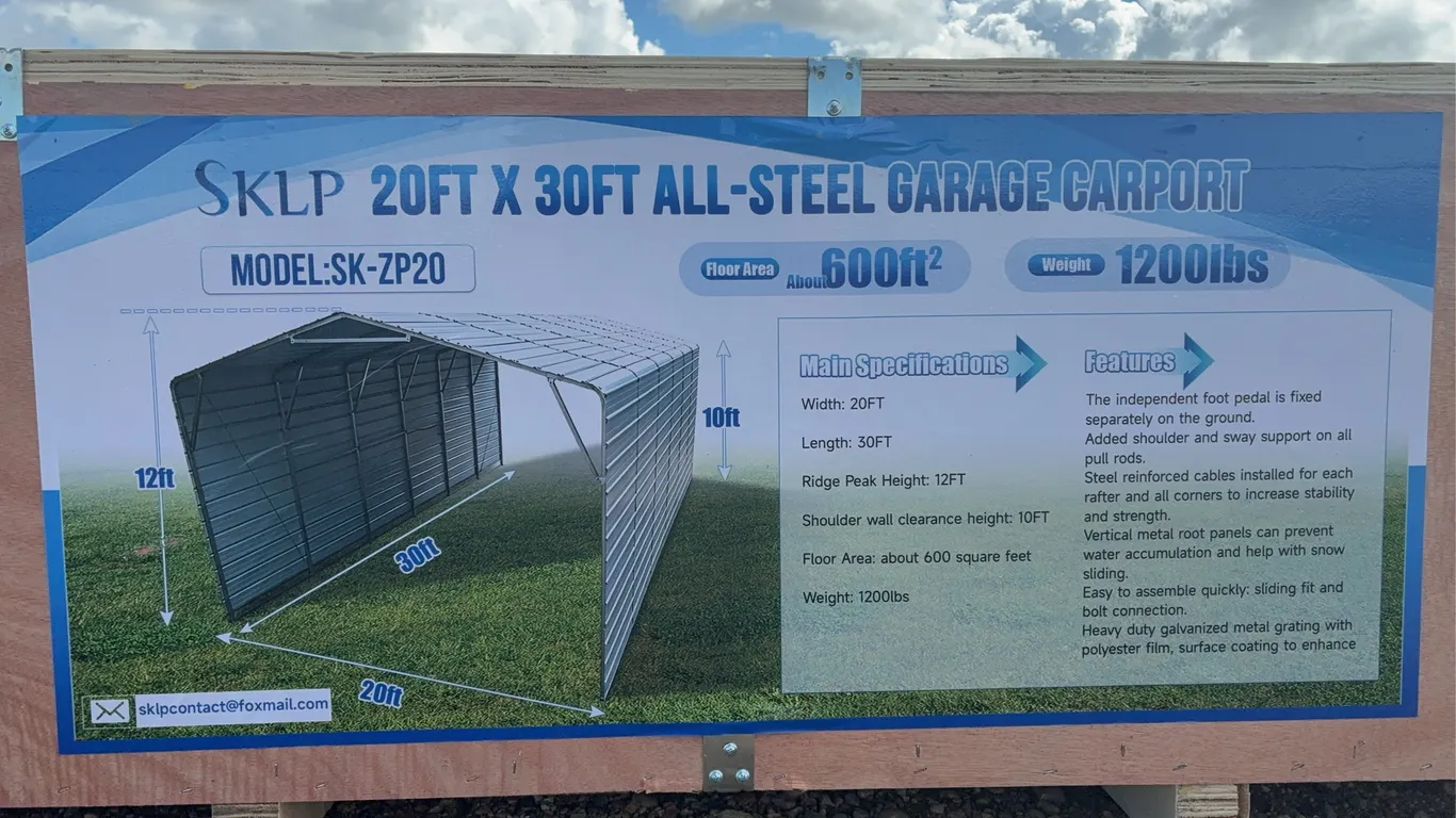 2026 SKLP ALL-STEEL Garage Carport Unused
