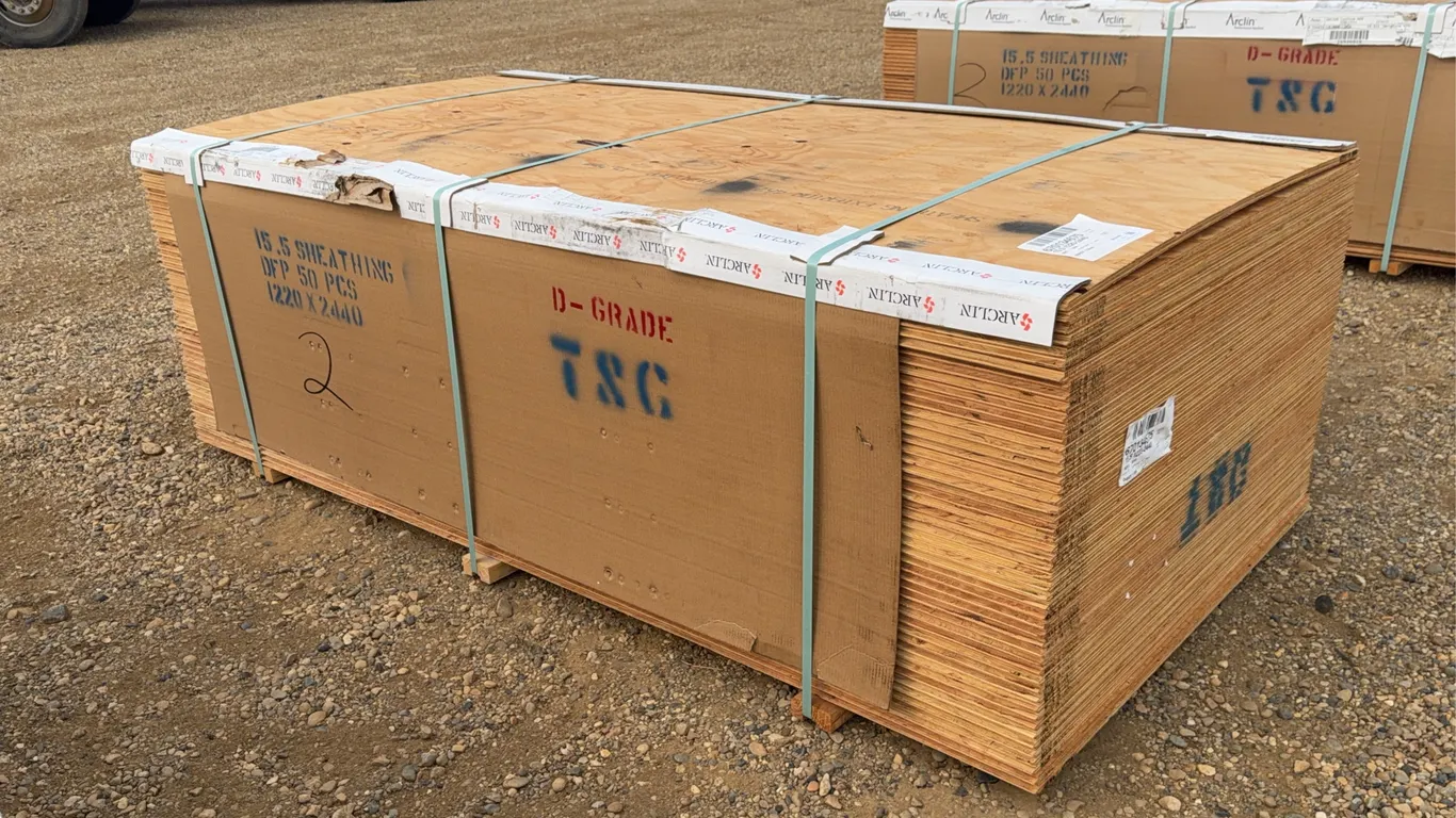 QTY of (50) 5/8 IN. 4x8 CSP/DFP Tongue and Groove Plywood Unused