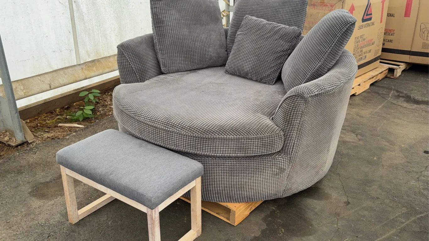 Urban Barn Grey Loop Nest Chair With Matching Pillows and Bench