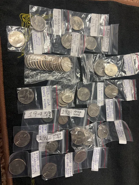 US State Quarters Collection With Three Silver Dimes