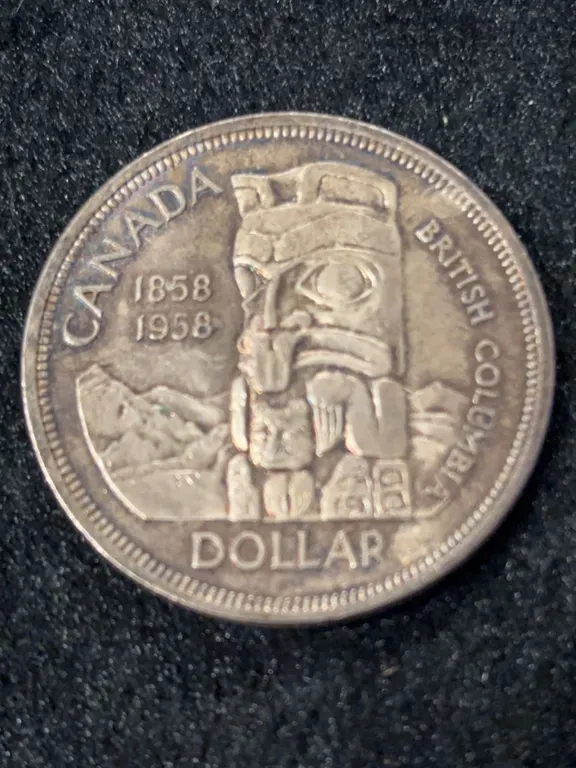 1958 Canadian Silver Dollar, British Columbia, 23.3g