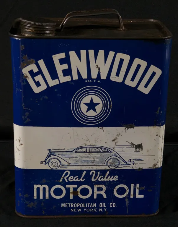 2 GAL CAN GLENWOOD REAL VALUE MOTOR OIL METROPOLITAN OIL CO NEW YORK NY