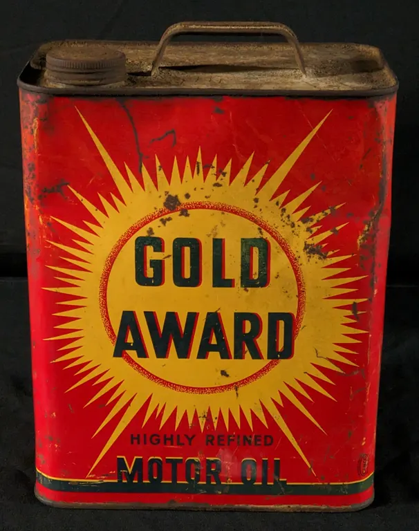 2 GAL CAN GOLD AWARD MOTOR OIL BODIE HOOVER CHICAGO ILLINOIS