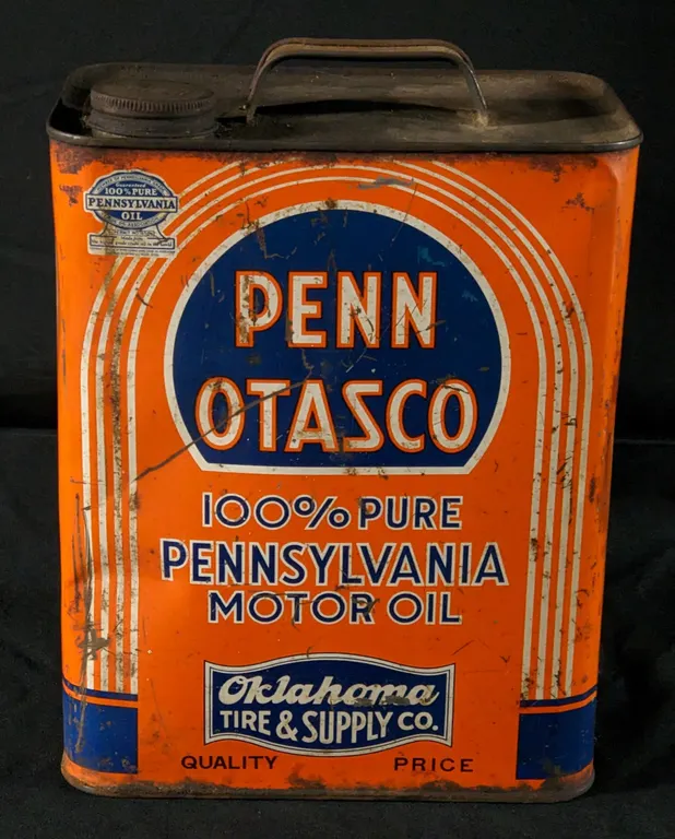2 GAL CAN PENN OTASCO PENNSYLVANIA MOTOR OIL OKLAHOMA TIRE & SUPPLY CO